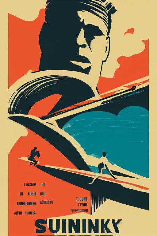 a mid century modern film poster of point break Stable Diffusion