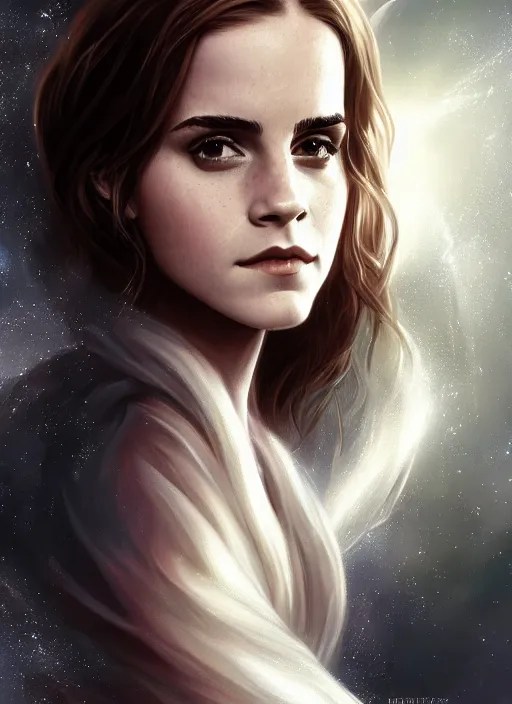 emma watson as magic healer celestial, long hair, Stable Diffusion