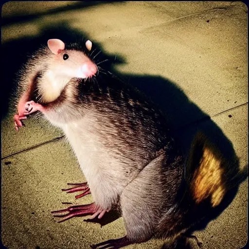 giant hissing opossum terrorizing los angeles ” Stable Diffusion