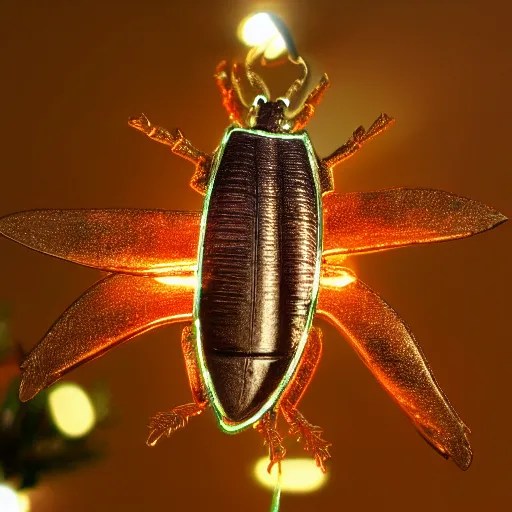 a cockroach christmas light, photography, highly Stable Diffusion
