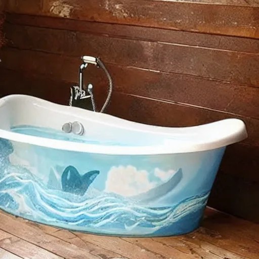 a bath tub full of water like the ocean with waves Stable Diffusion