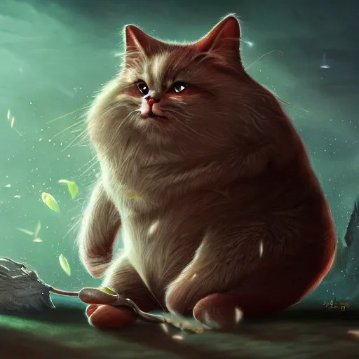 fantasy fat cat, high detail, digital art, beautiful , Stable