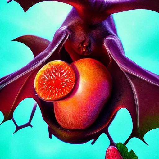Photorealistic magical fruit bat with fruit. Stable Diffusion OpenArt