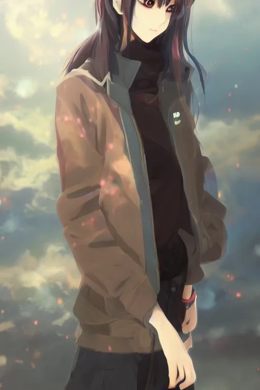 anime girl wearing a jacket, face, anime Stable Diffusion