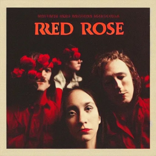 album cover of a indie rock band, red rose, album Stable Diffusion