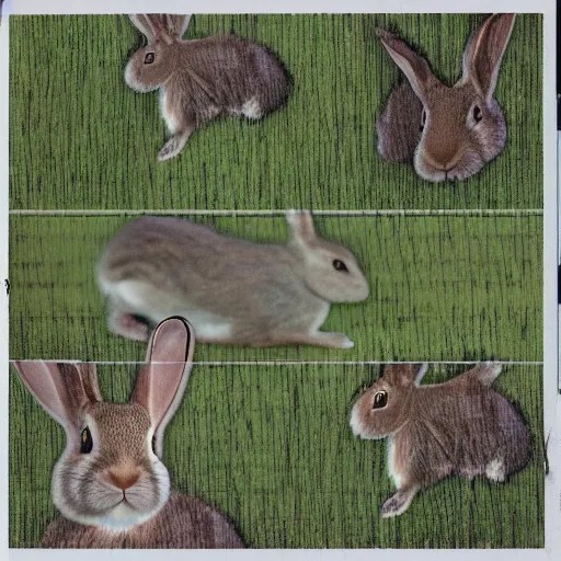 rabbit run across jungle. film strip. 4 frames. Stable Diffusion