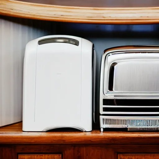 A toaster wearing a tuxedo and a fridge wearing a Stable Diffusion