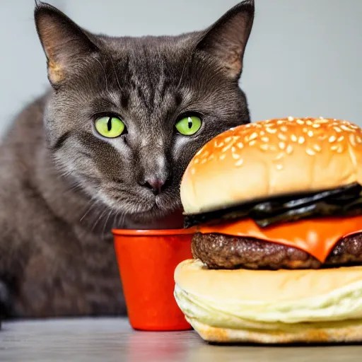 a cat eating hamburger Stable Diffusion OpenArt