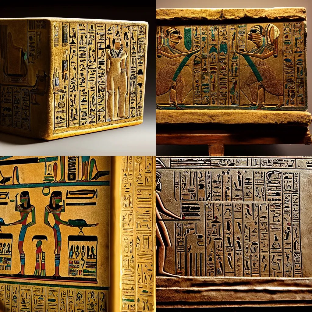 a photo of an ancient egyptian computer in a museum, Stable Diffusion