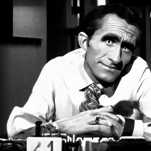 Rod Serling Twilight Zone monologue at an esports Stable Diffusion