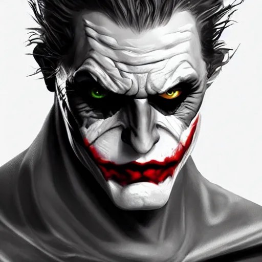 half batman mask half joker face, digital painting, Stable Diffusion