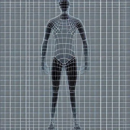 3d render Human figure made with lines, hyper Stable Diffusion