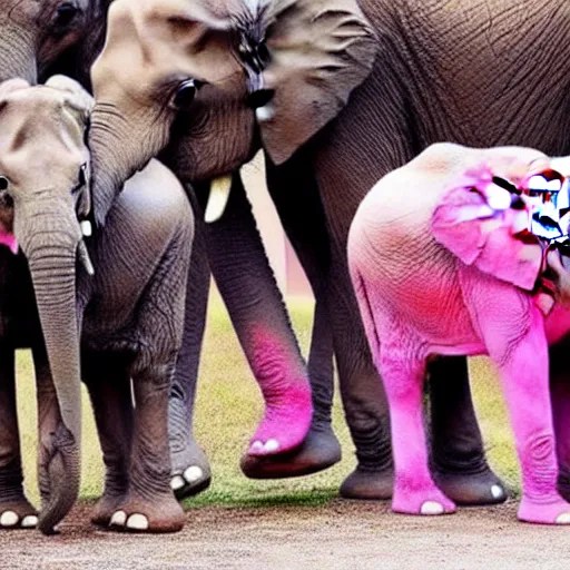 elephants with makeup and toenails painted Pink Stable Diffusion