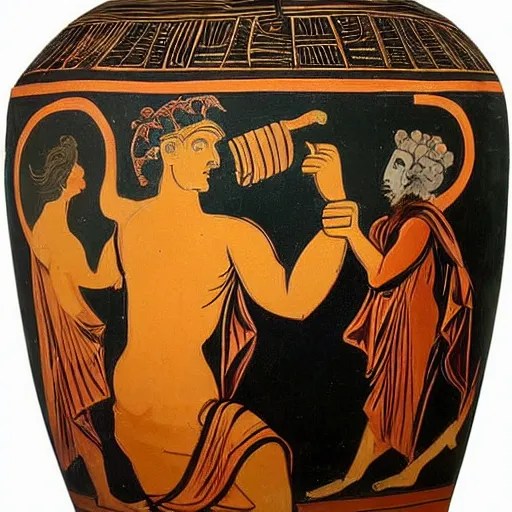 An ancient greek painted vase depicting Dionysus Stable Diffusion