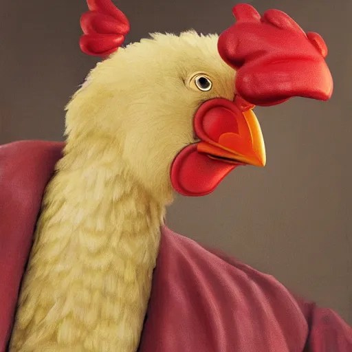 scary portrait of an asian man dressed as a chicken, Stable Diffusion