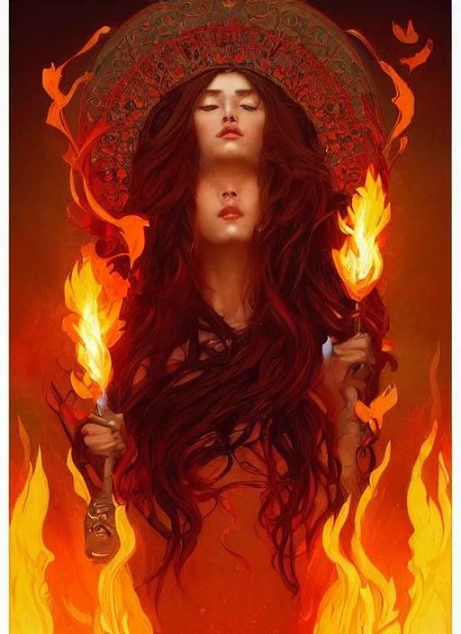 goddess of fire, highly detailed, digital painting, Stable Diffusion