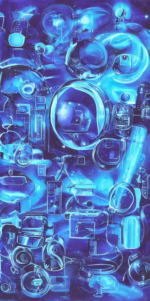 surreal airbrush painting of Cyber y2k aesthetic blue Stable Diffusion