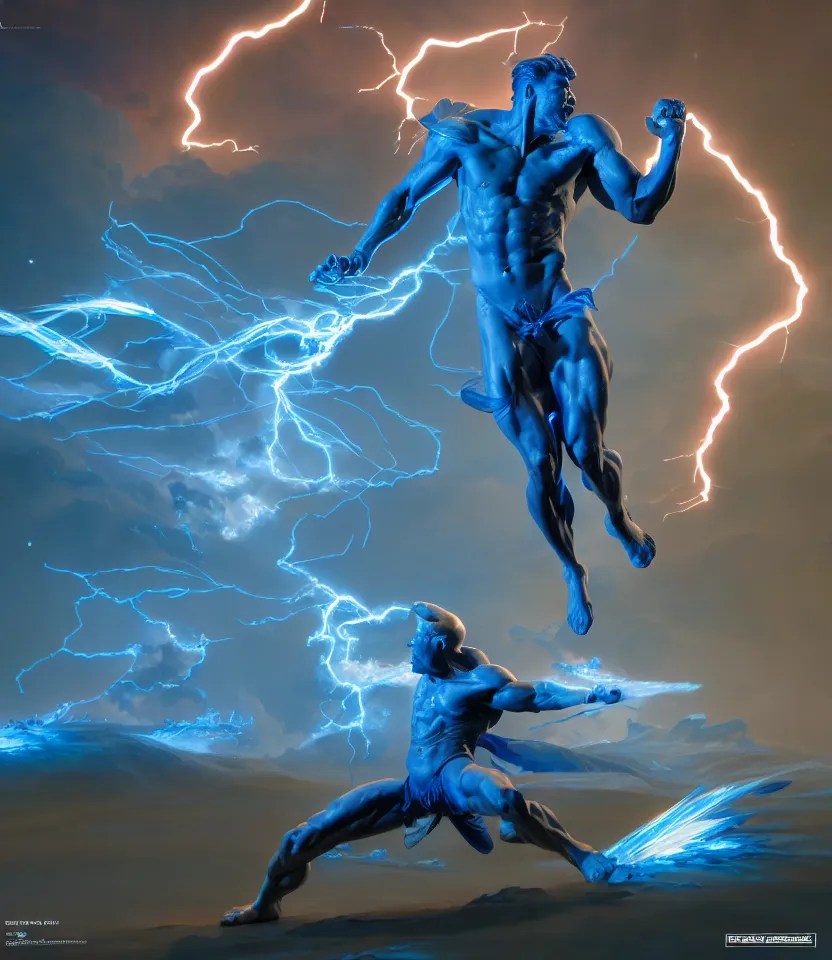 zeus god throwing bolts of blue lightning, ultra Stable Diffusion