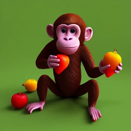 monkey made out of fruit, 3D render Stable Diffusion OpenArt