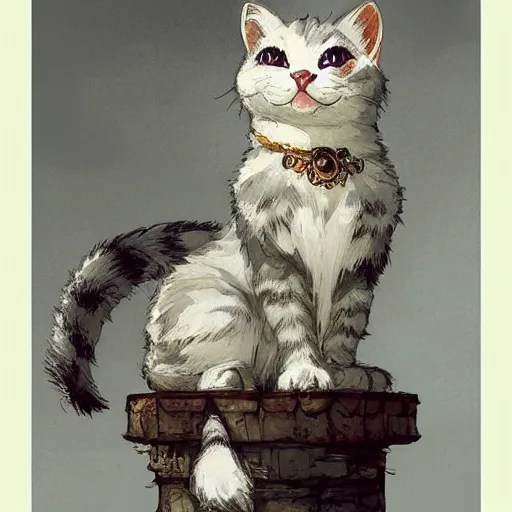 A cute heraldic white kitty cat queen posing with one Stable Diffusion OpenArt