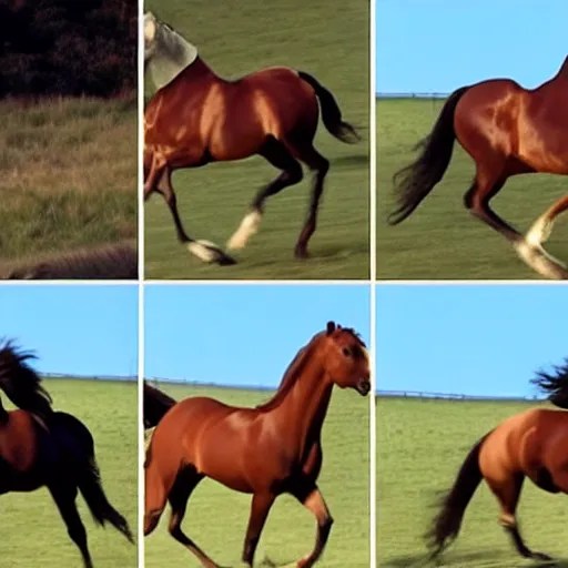 4 frames of a horse running frame by frame from a Stable