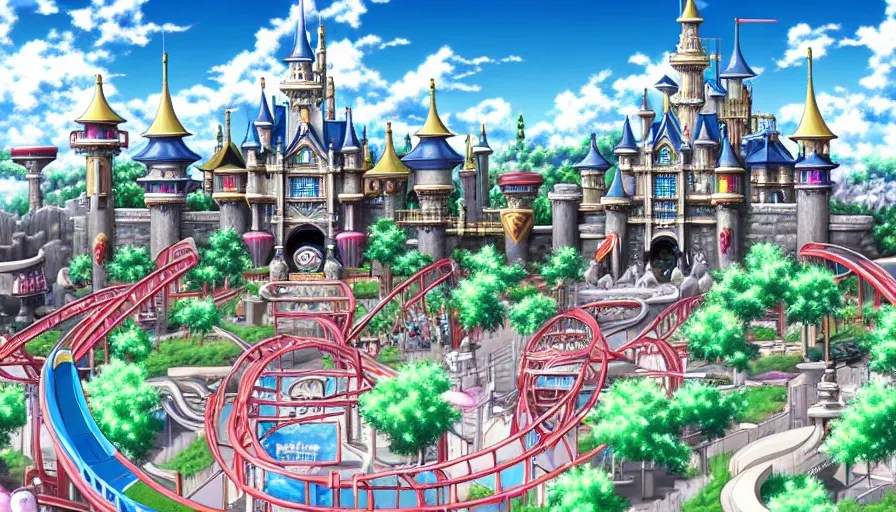 anime theme park. detailed, elegant, intricate, 4k Stable Diffusion