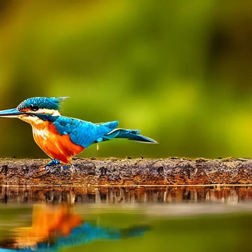 Colorful kingfisher in a beautiful landscape. Stable Diffusion