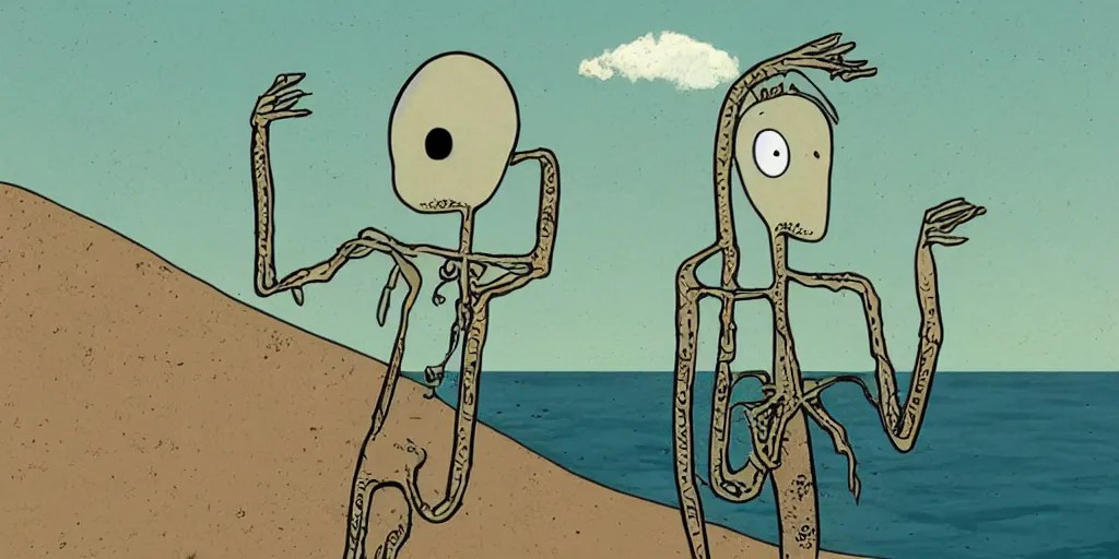 salad fingers goes to the beach. david firth. Stable Diffusion OpenArt