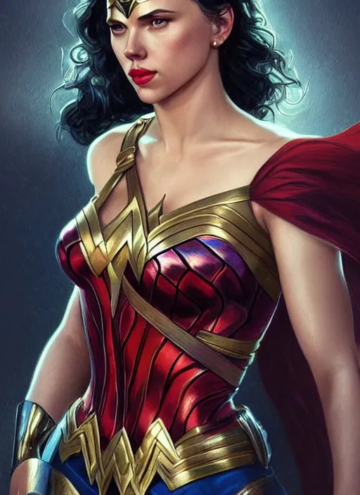 Scarlett Johansson as wonder woman, fantasy, Stable Diffusion