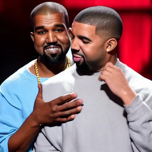 kanye west giving drake a slow motion head rub Stable Diffusion