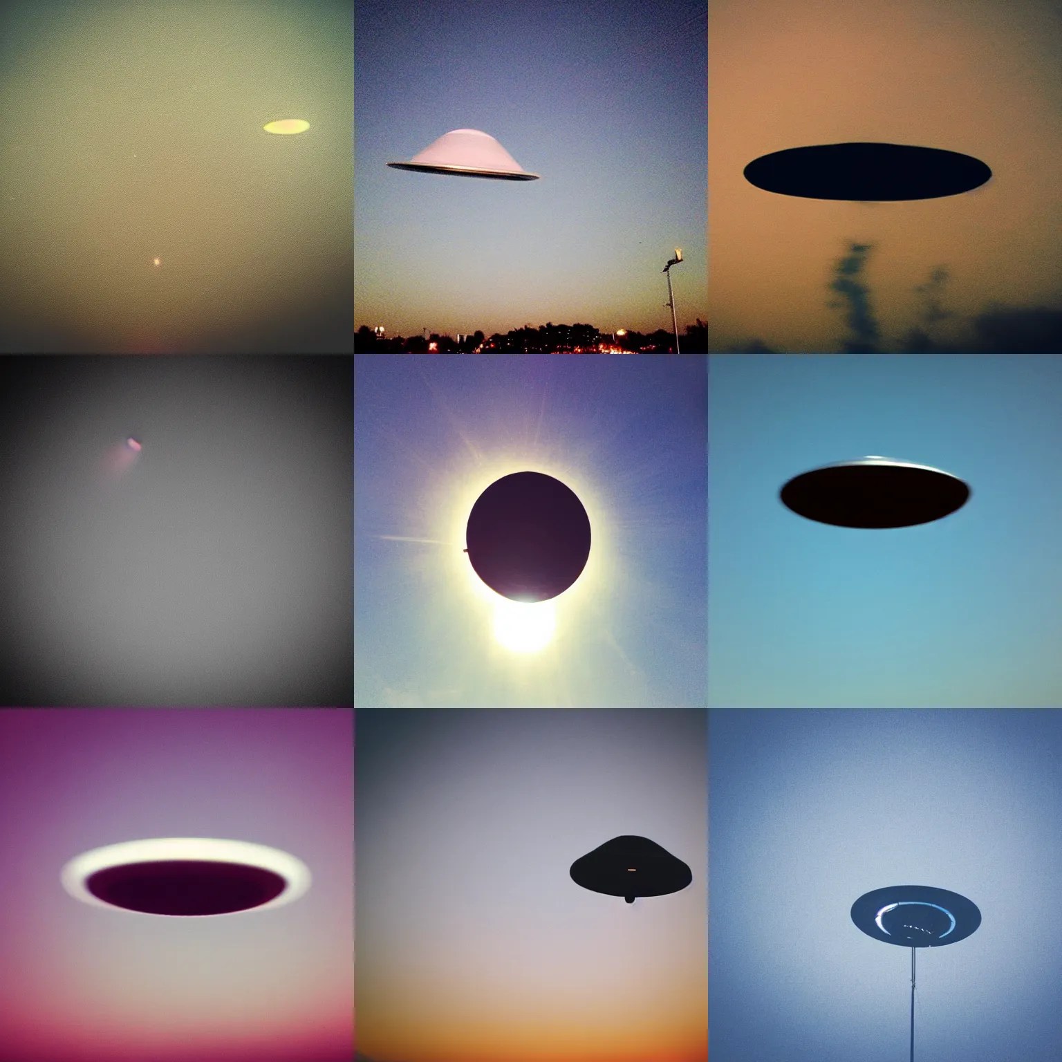 Ufo in the sky, low angle view, motion blur, Telephoen Stable