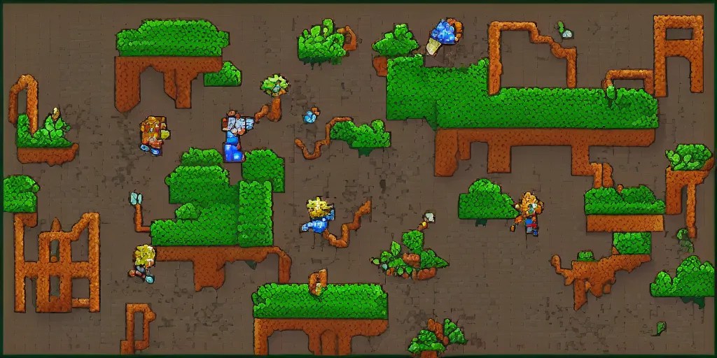 award winning pixel art tiles game asset, platformer Stable