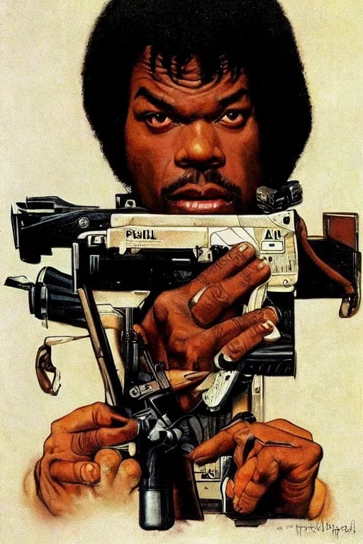 Jules Winnfield from Pulp Fiction painted by Norman Stable Diffusion