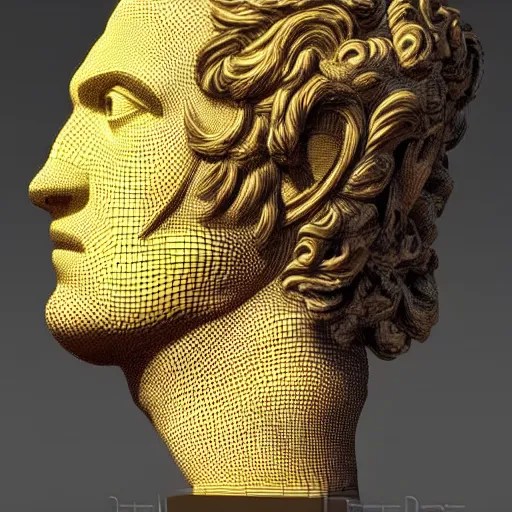 3 d renaissance statue head mixed with neon art, Stable Diffusion