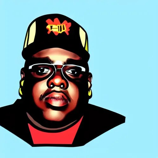 biggie smalls, digital art, iconic icon, 2 d vector Stable Diffusion