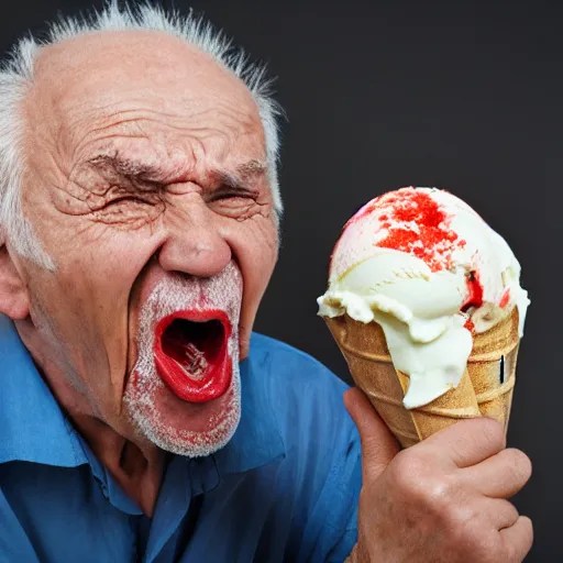 angry old man eating ice cream Stable Diffusion