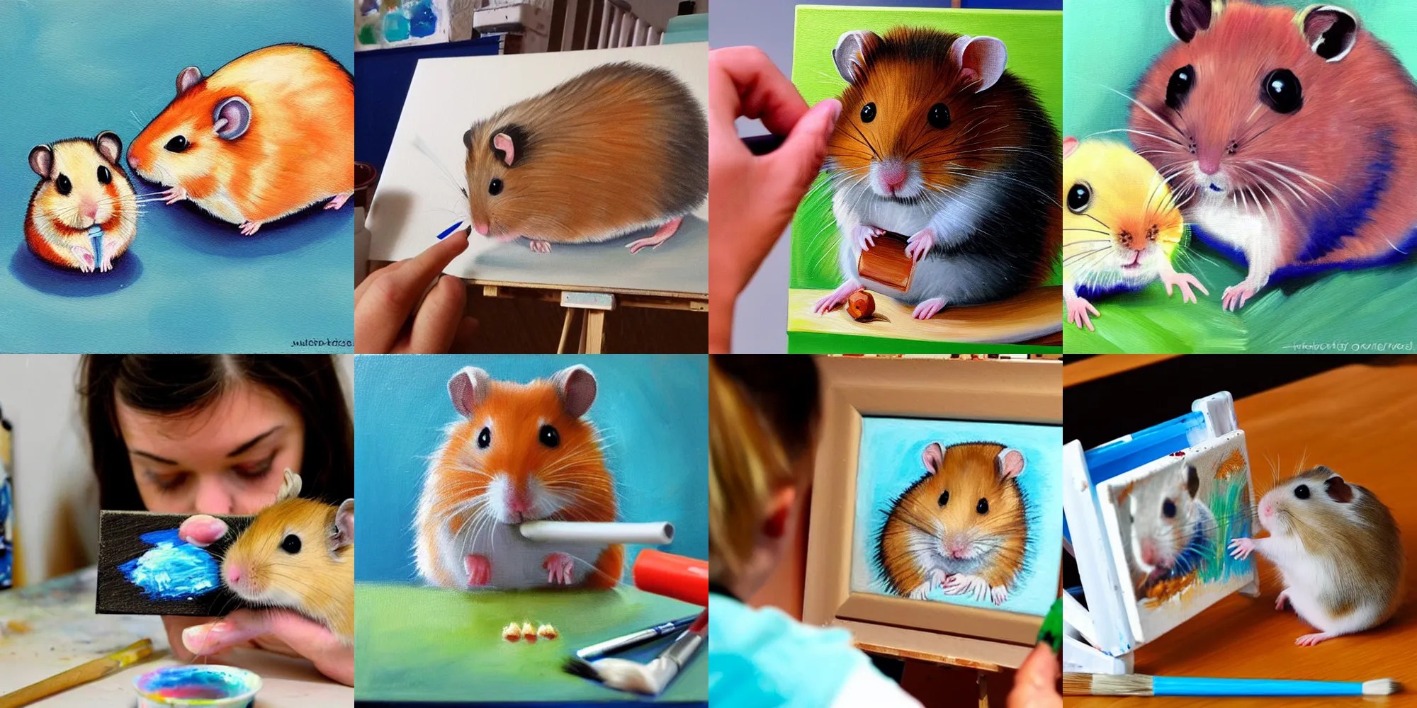 a hamster, painting a hamster, painting a hamster Stable Diffusion