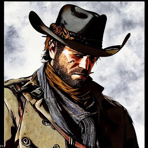 a closeup portrait of Arthur from Red Dead Stable Diffusion