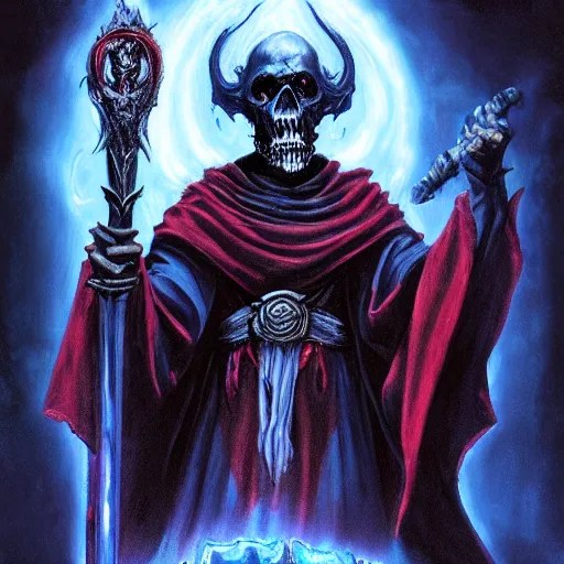 undead lich, vecna (d&d) dressed in dark blue robes, Stable Diffusion OpenArt