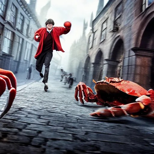 harry potter boxing against a giant crab, cinematic Stable Diffusion OpenArt