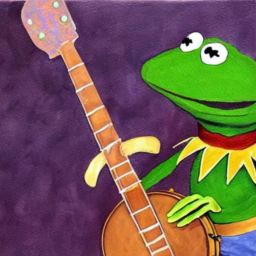 kermit the frog playing banjo painted by gerard way Stable Diffusion OpenArt