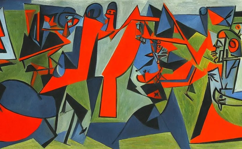 a painting about war in the style of Pablo Picasso, Stable Diffusion