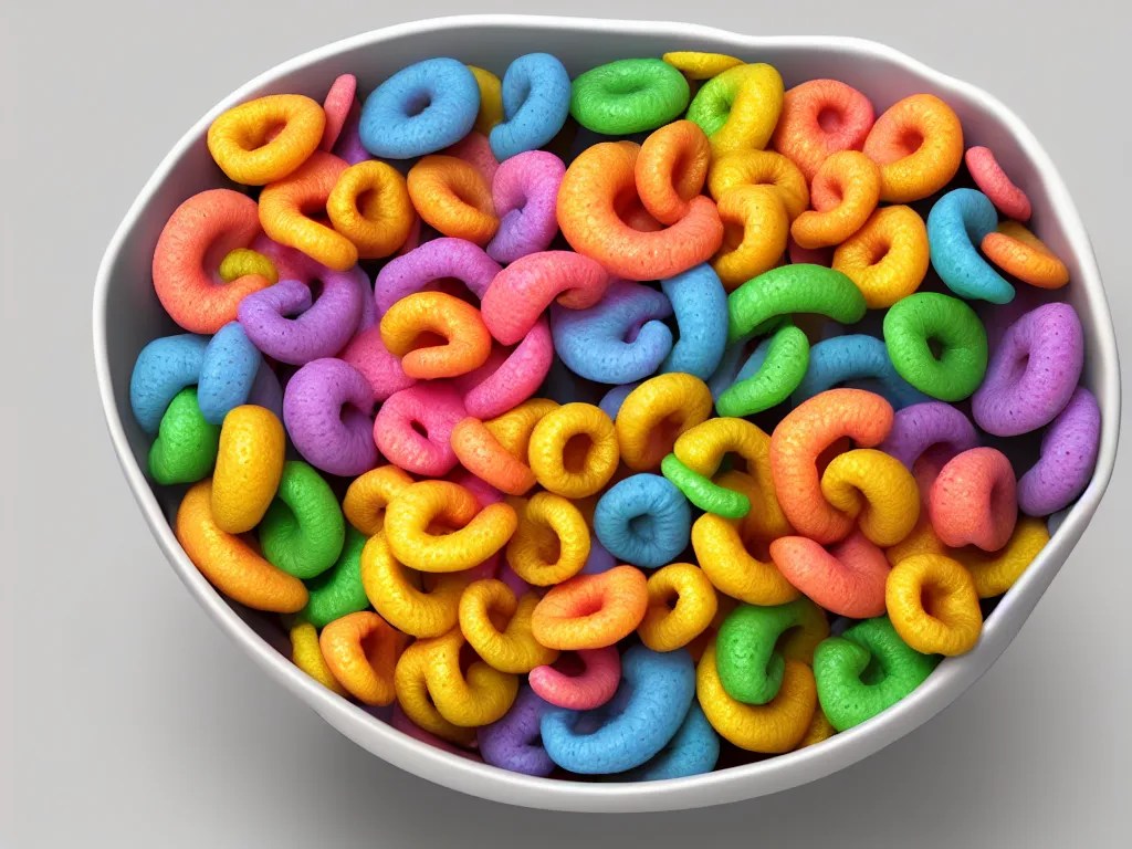 bowl of fruit loops in milk, high realism, crunchy, Stable Diffusion