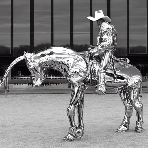 A cowboy riding a futuristic chrome horse Stable Diffusion OpenArt