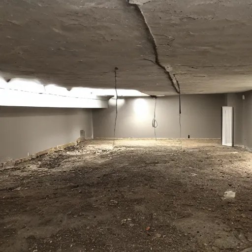empty dark basement, unfinished, craigslist photo Stable Diffusion