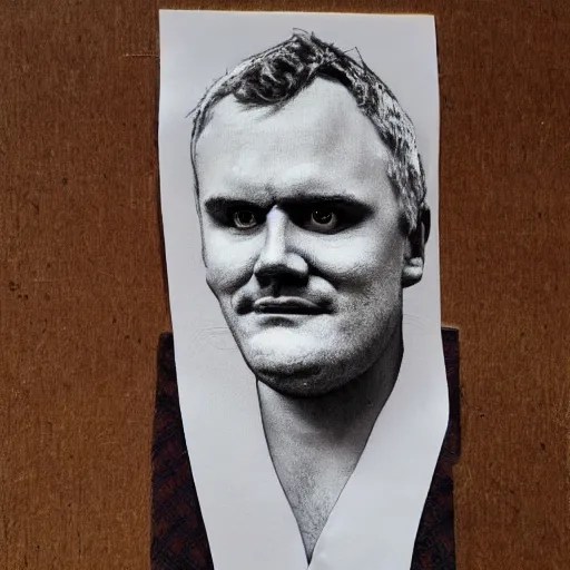 a portrait of Greg Davies made from toilet rolls Stable Diffusion