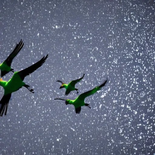 birds flying in zero gravity Stable Diffusion OpenArt