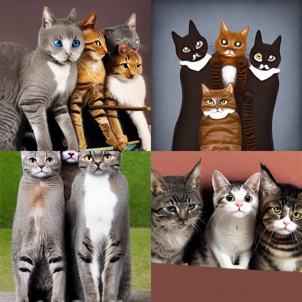 three cats on top of each other in a trenchcoat Stable Diffusion