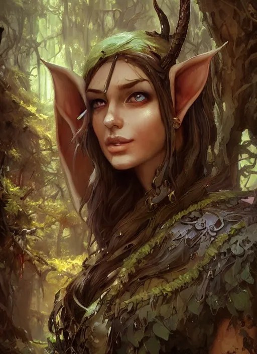 a forest elf, beautiful, dnd character art portrait, Stable Diffusion