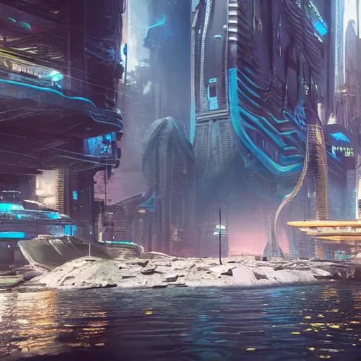 a cyberpunk underwater city, matte painting, hyper Stable Diffusion